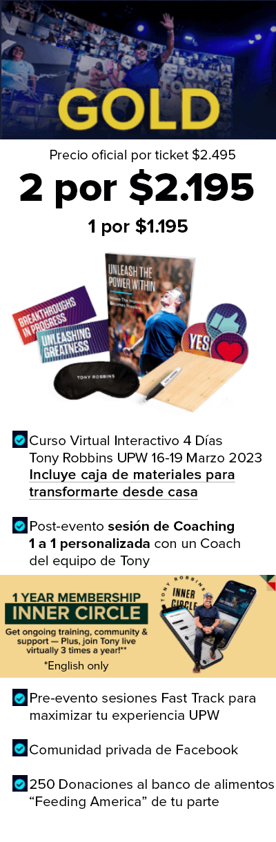 Tony Robbins Virtual Marzo 2023 español Gold Ticket